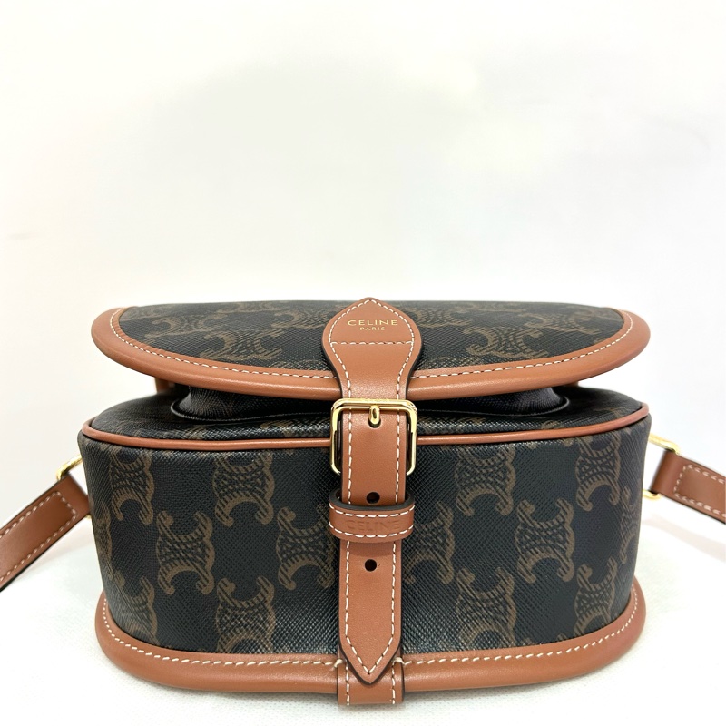 CELINE棕色牛皮老花馬鞍包-1