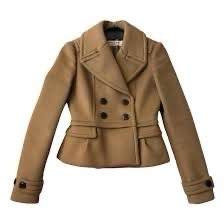Burberry卡其色修身雙排扣羊毛短大衣 ITA 36碼
