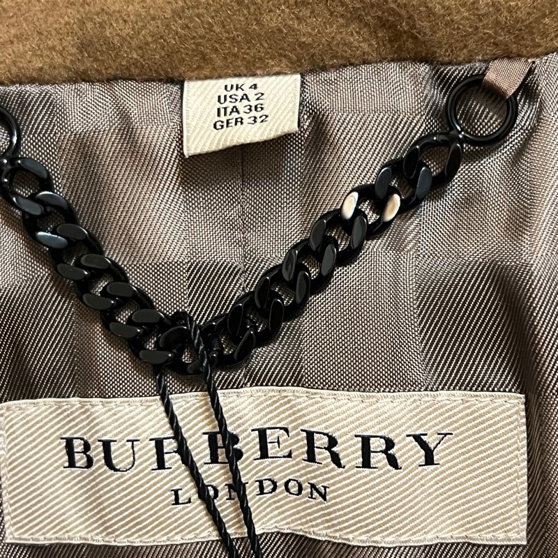 Burberry卡其色修身雙排扣羊毛短大衣 ITA 36碼-3