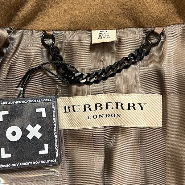 Burberry卡其色修身雙排扣羊毛短大衣 ITA 36碼-7