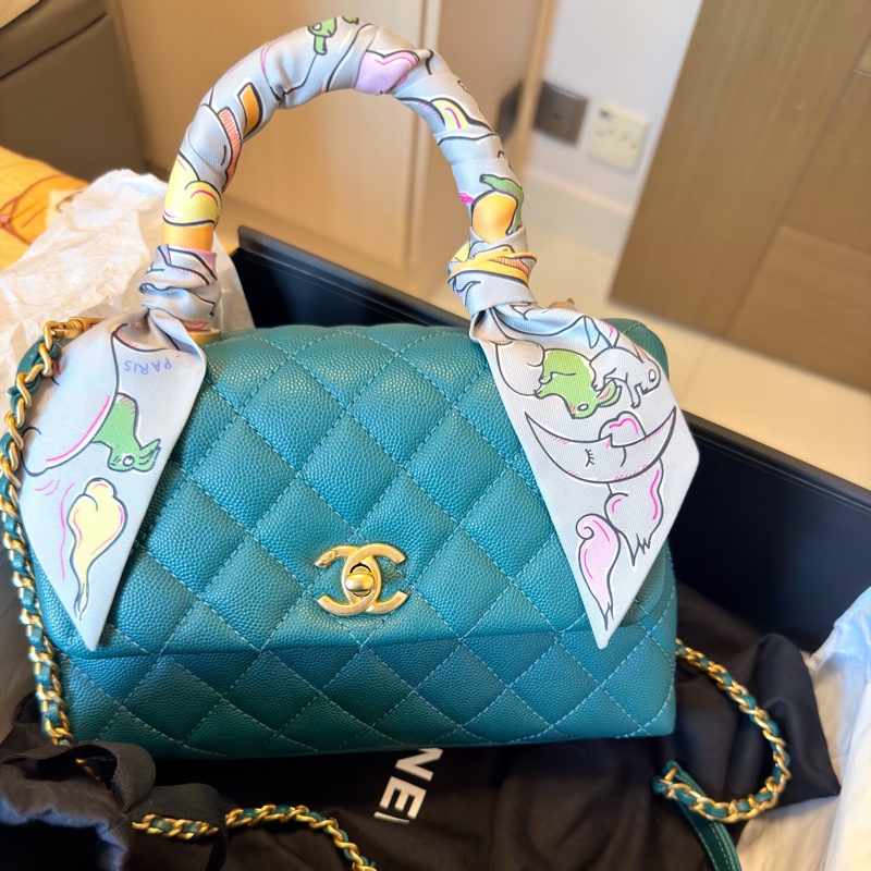 Chanel Coco Handle Small 荔枝牛皮寶石綠色（不包twilly）-1