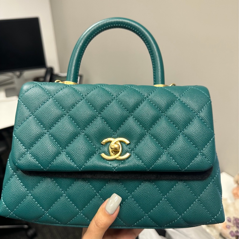 Chanel Coco Handle Small 荔枝牛皮寶石綠色（不包twilly）-5