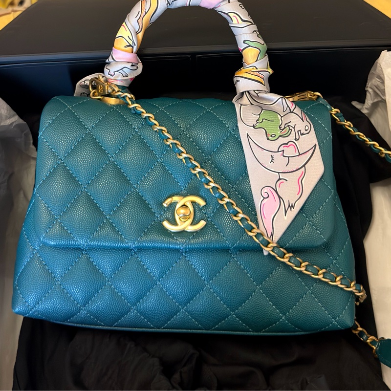 Chanel Coco Handle Small 荔枝牛皮寶石綠色（不包twilly）-6