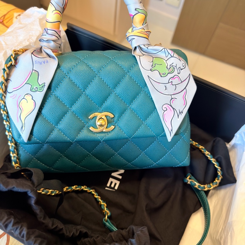 Chanel Coco Handle Small 荔枝牛皮寶石綠色（不包twilly）-7