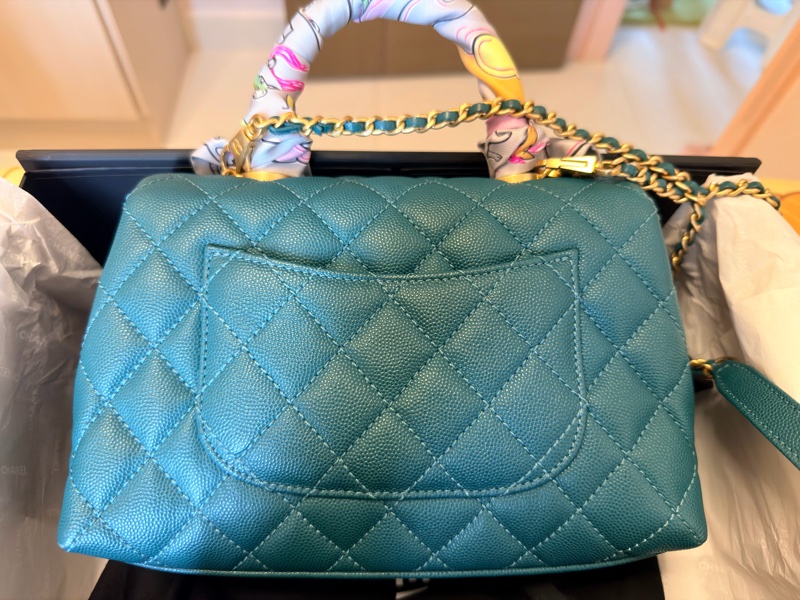 Chanel Coco Handle Small 荔枝牛皮寶石綠色（不包twilly）-8