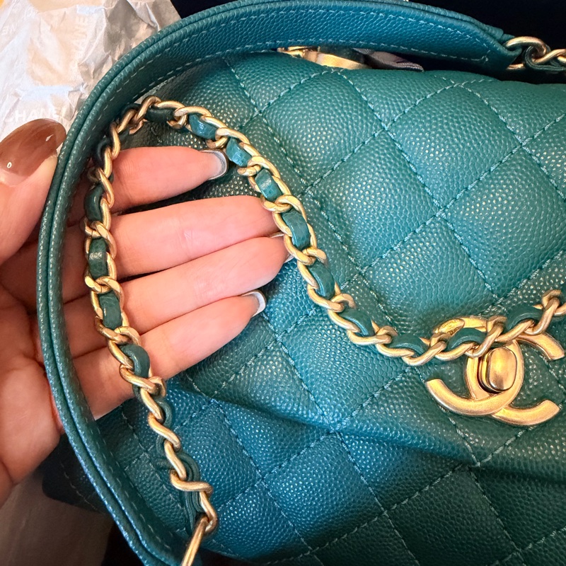 Chanel Coco Handle Small 荔枝牛皮寶石綠色（不包twilly）-21