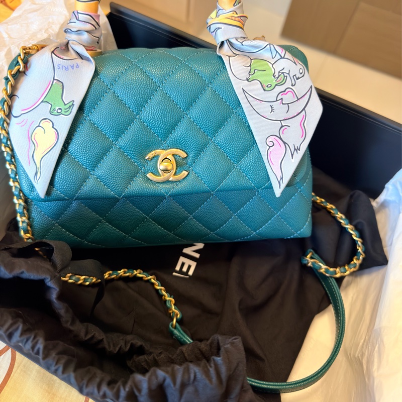 Chanel Coco Handle Small 荔枝牛皮寶石綠色（不包twilly）-24