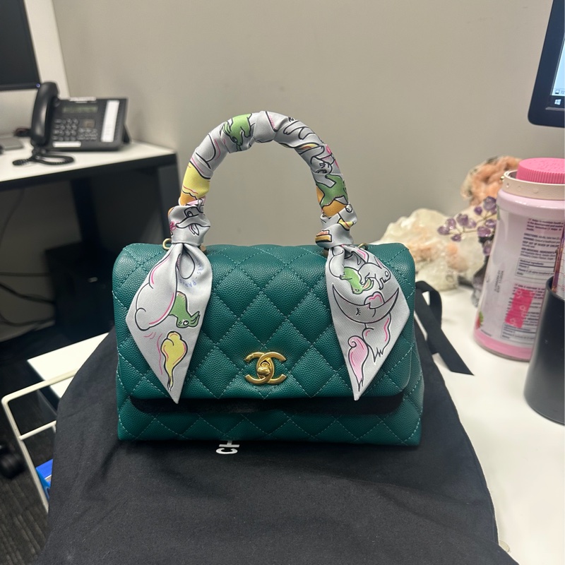 Chanel Coco Handle Small 荔枝牛皮寶石綠色（不包twilly）-28