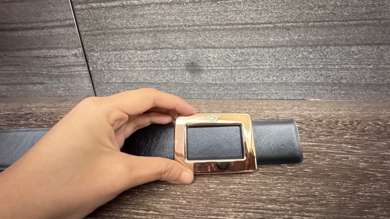 甜售RV roger vivier 雙面牛皮皮帶腰帶黑色拼桃紅色-5