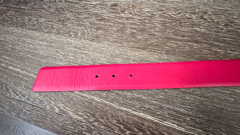 甜售RV roger vivier 雙面牛皮皮帶腰帶黑色拼桃紅色-19