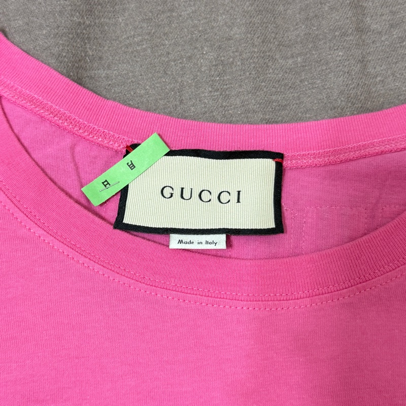 Gucci 粉色短袖T恤 粉色亮片字母-9