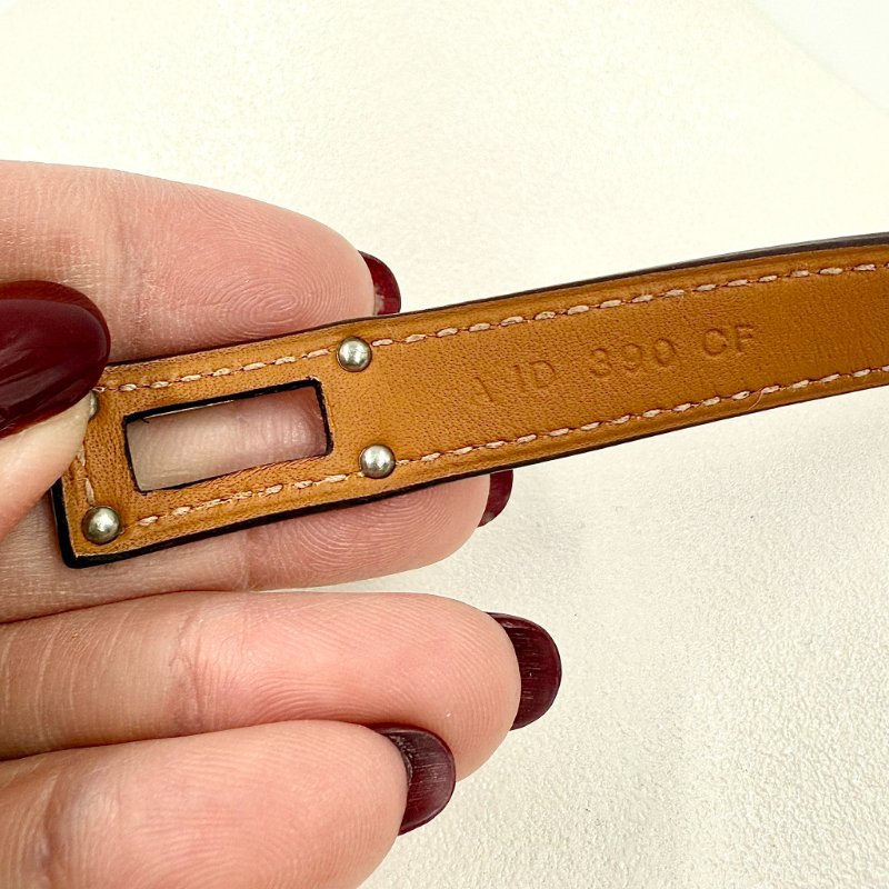 HERMES - 紫色鱷魚雙圈KELLY銀釦手環-14