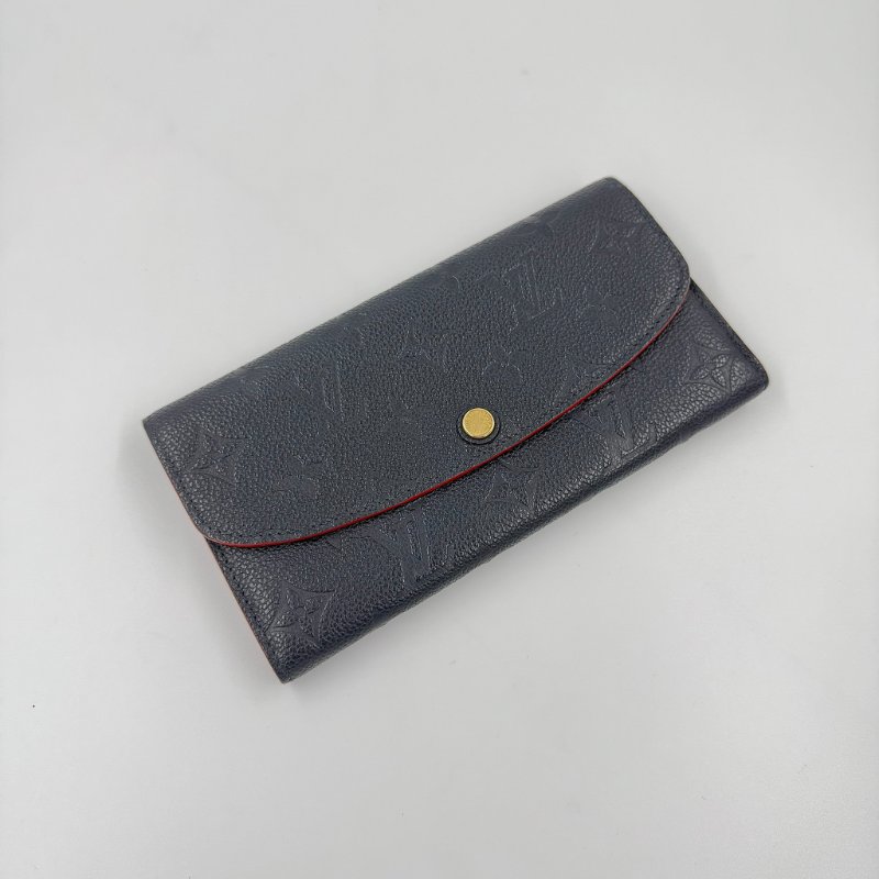 Louis Vuitton - 海軍藍牛皮壓紋下蓋四卡Emilie長夾-0