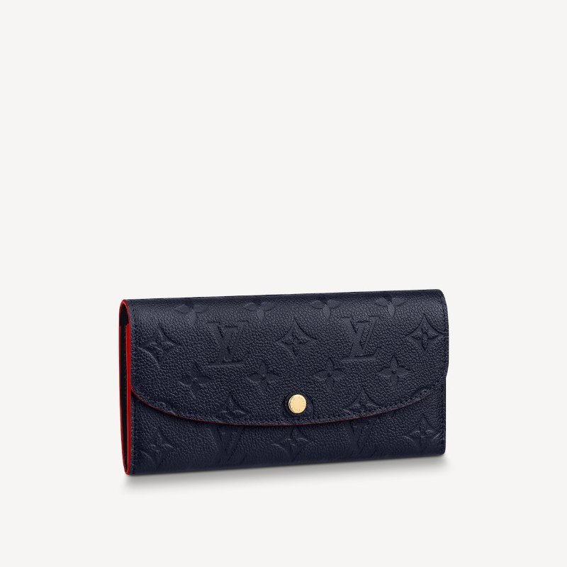Louis Vuitton - 海軍藍牛皮壓紋下蓋四卡Emilie長夾-1