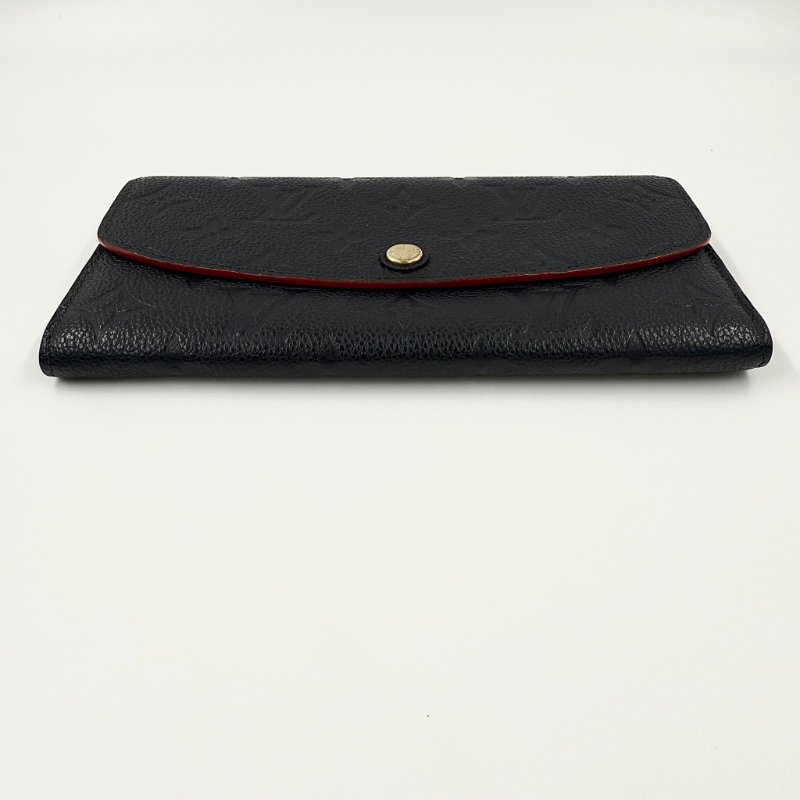 Louis Vuitton - 海軍藍牛皮壓紋下蓋四卡Emilie長夾-3