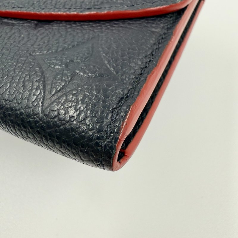 Louis Vuitton - 海軍藍牛皮壓紋下蓋四卡Emilie長夾-8