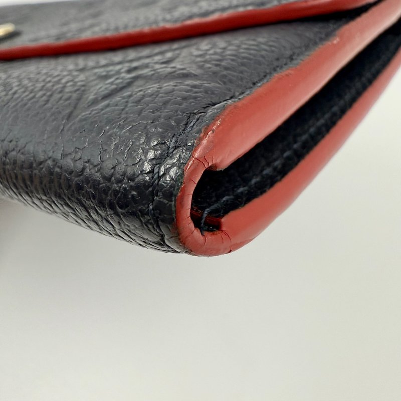 Louis Vuitton - 海軍藍牛皮壓紋下蓋四卡Emilie長夾-9