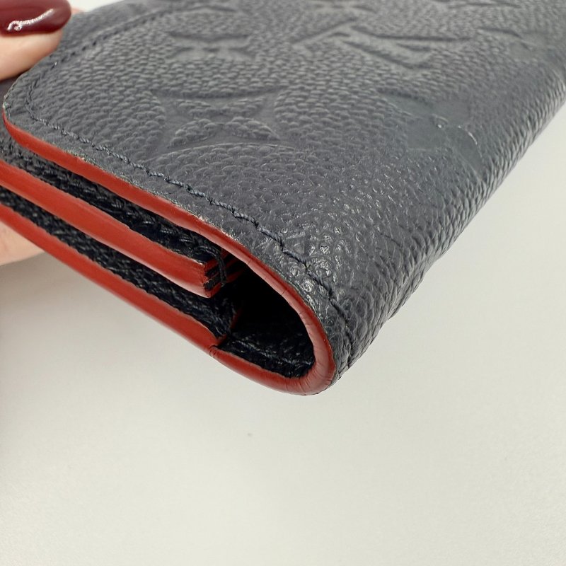 Louis Vuitton - 海軍藍牛皮壓紋下蓋四卡Emilie長夾-10