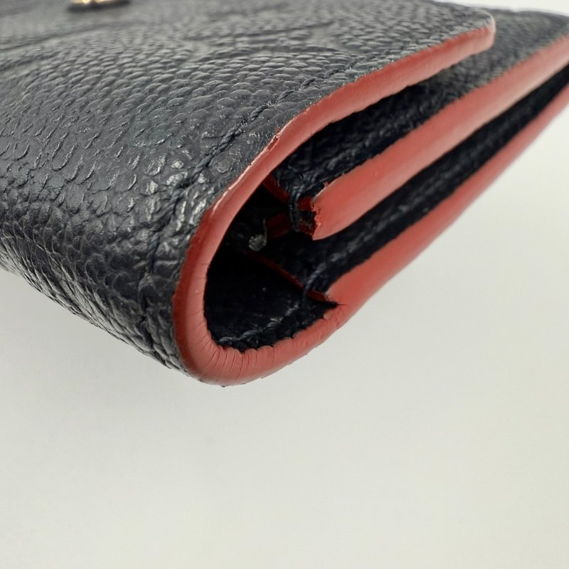 Louis Vuitton - 海軍藍牛皮壓紋下蓋四卡Emilie長夾-11