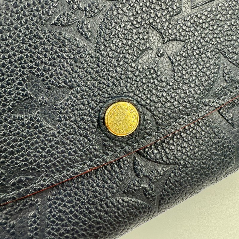 Louis Vuitton - 海軍藍牛皮壓紋下蓋四卡Emilie長夾-12