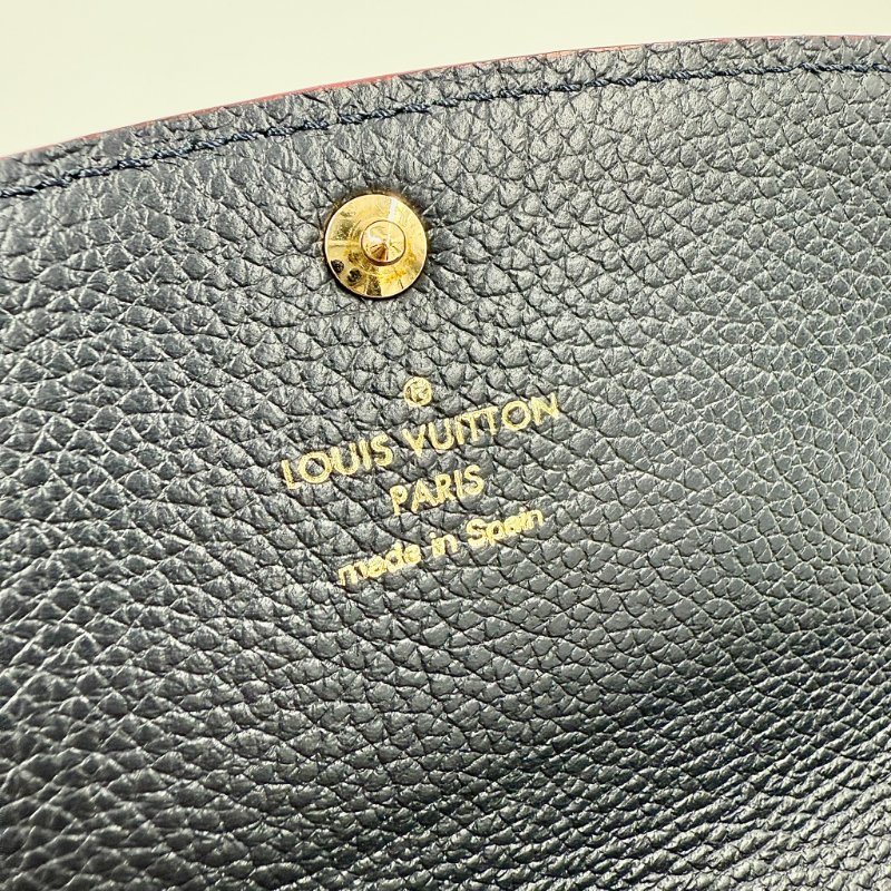 Louis Vuitton - 海軍藍牛皮壓紋下蓋四卡Emilie長夾-15