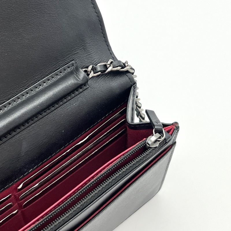 CHANEL 黑金V紋woc肩背斜背鏈條包19*12*4 98新配件保卡塵袋-2