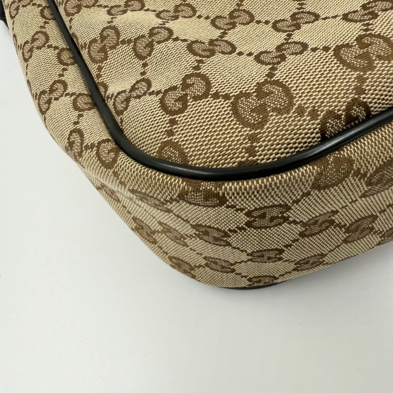 GUCCI - 經典緹花拼咖啡皮飾下蓋磁吸郵差包-8