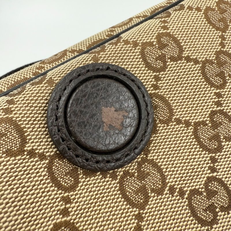 GUCCI - 經典緹花拼咖啡皮飾下蓋磁吸郵差包-19