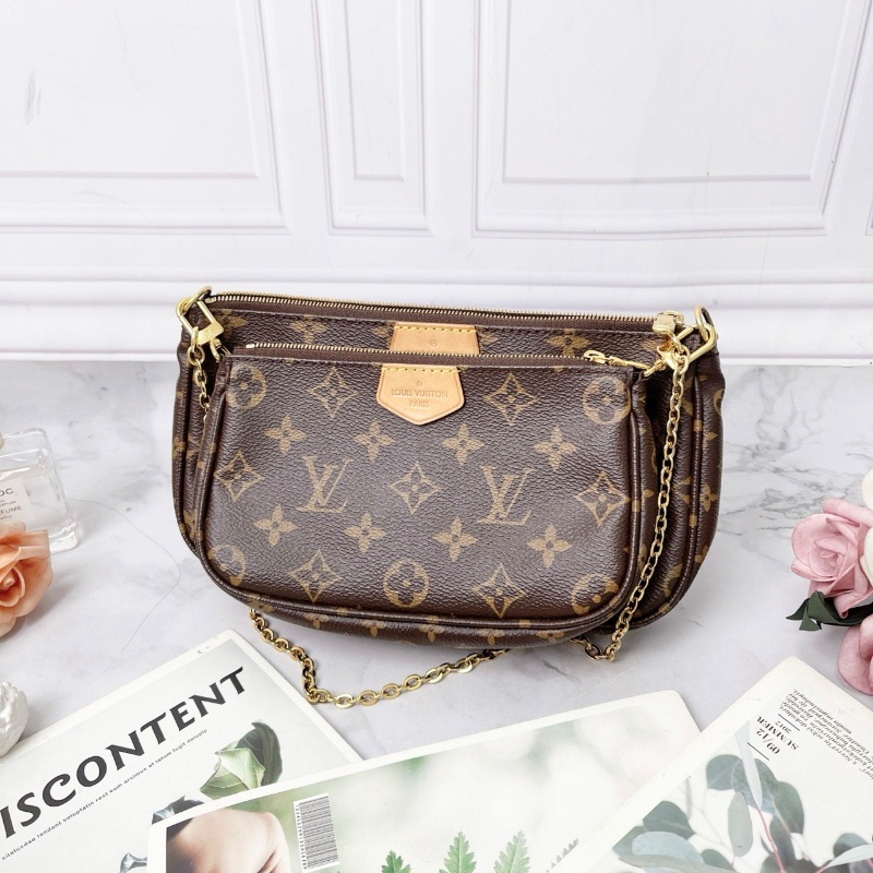 LV 老花綠色五合一MULTI POCHETTE ACCESSORIES 芯片款24*13*4CM 98新配件盒子塵袋購證-3