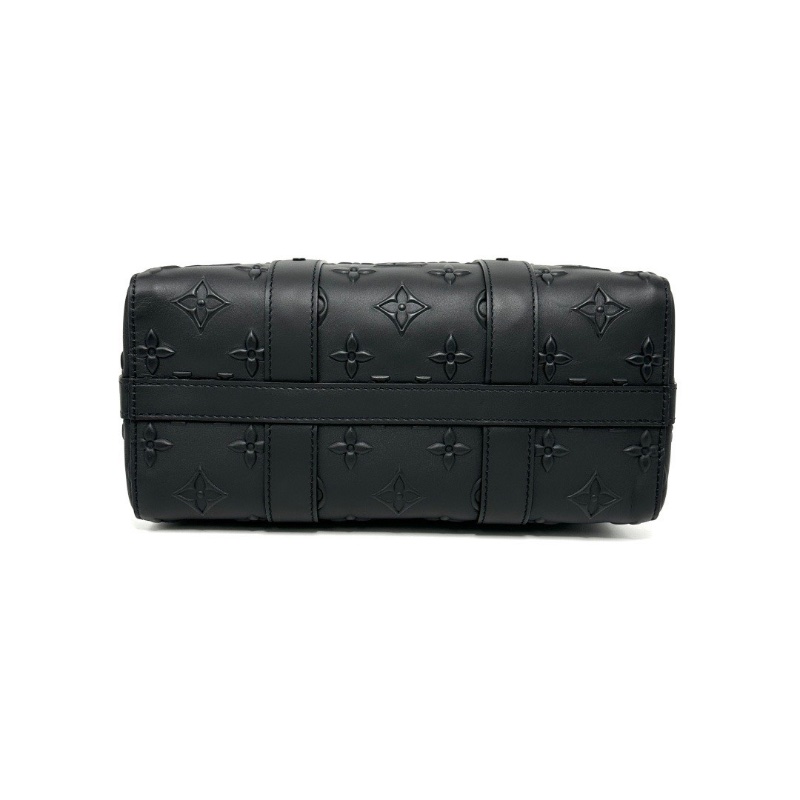LV 黑色全皮立體浮雕keepall27肩背斜背包 27*17*13 98新配件塵袋-4