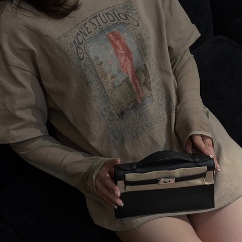 HERMES kelly to go 黑銀肩背斜背包20×11.5×3cm 99新配件塵袋購證盒子