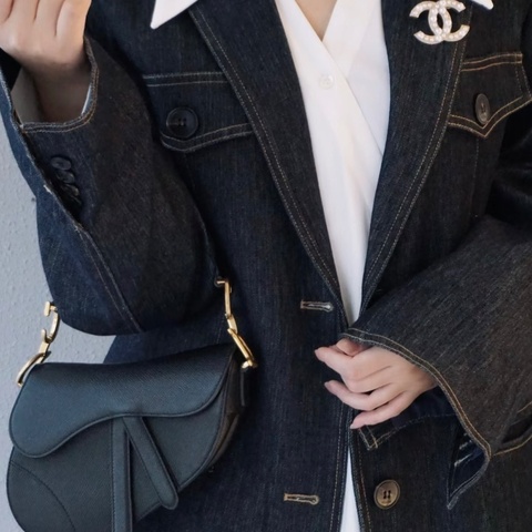 DIOR黑色金扣中號手提肩背馬鞍包25*21*6 98新配件塵袋保卡