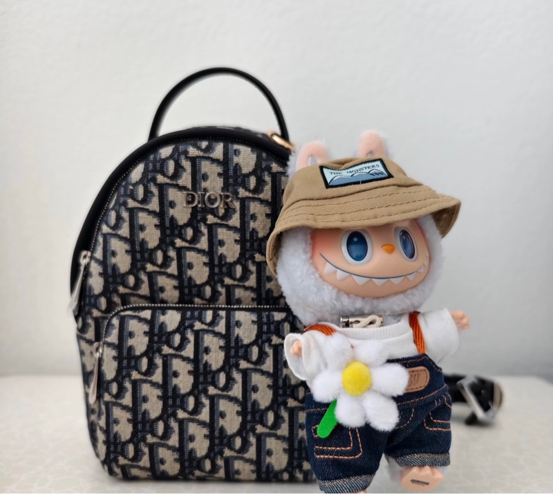 迪奧DIOR 近全新mini後背包小書包經典藍緹花小後背包-3