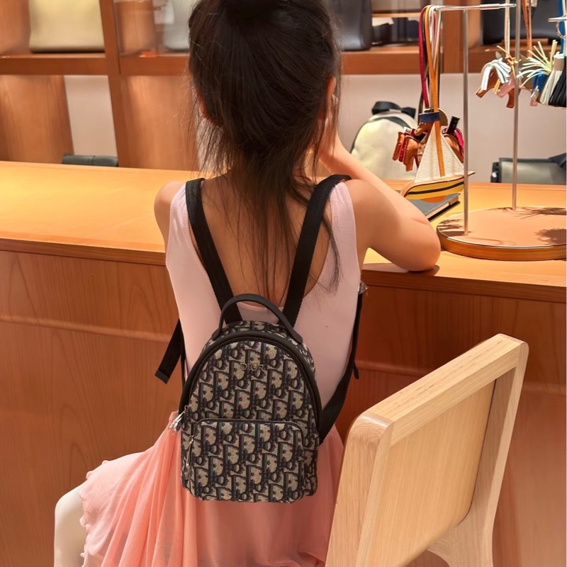 迪奧DIOR 近全新mini後背包小書包經典藍緹花小後背包-4