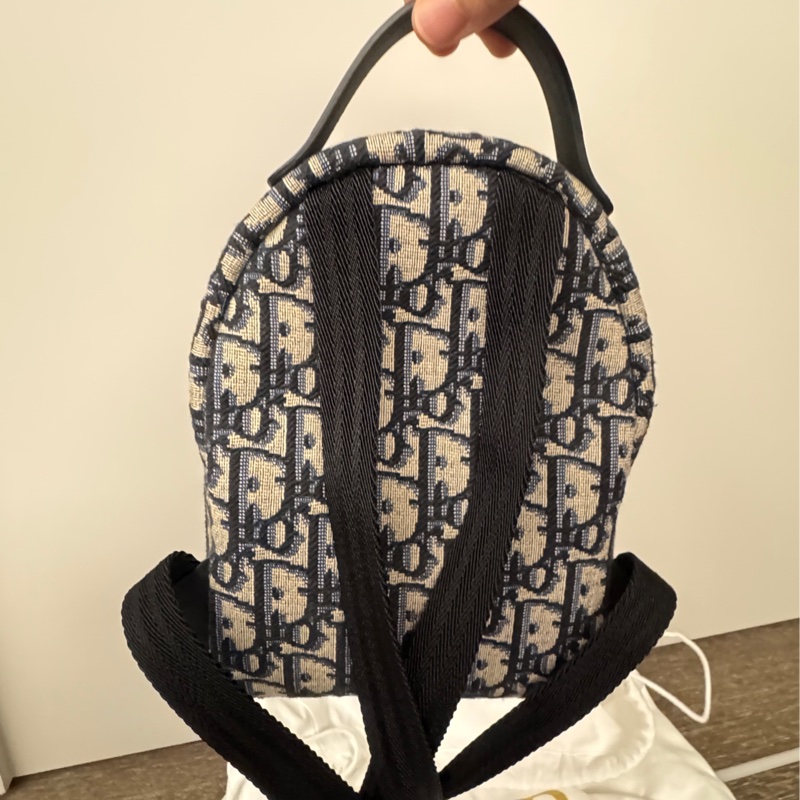 迪奧DIOR 近全新mini後背包小書包經典藍緹花小後背包-18