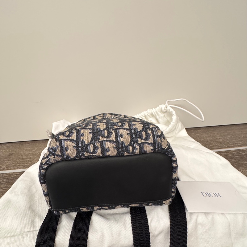 迪奧DIOR 近全新mini後背包小書包經典藍緹花小後背包-23