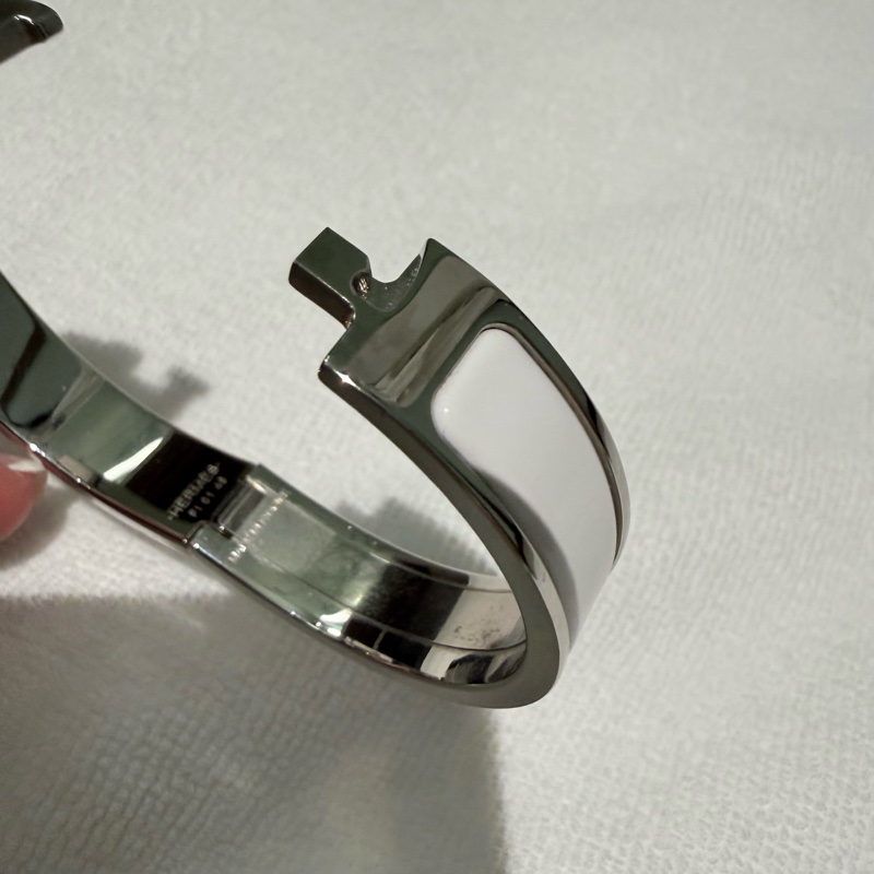 Hermes 98新 FI碼閒置 Clic H琺瑯手環 白銀 /PM-3