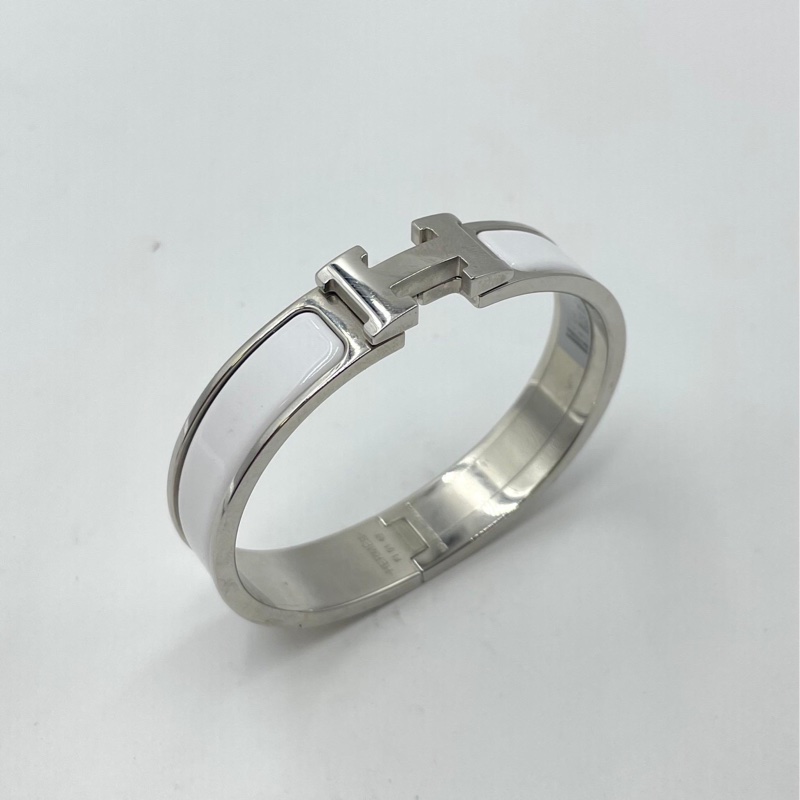 Hermes 98新 FI碼閒置 Clic H琺瑯手環 白銀 /PM-8