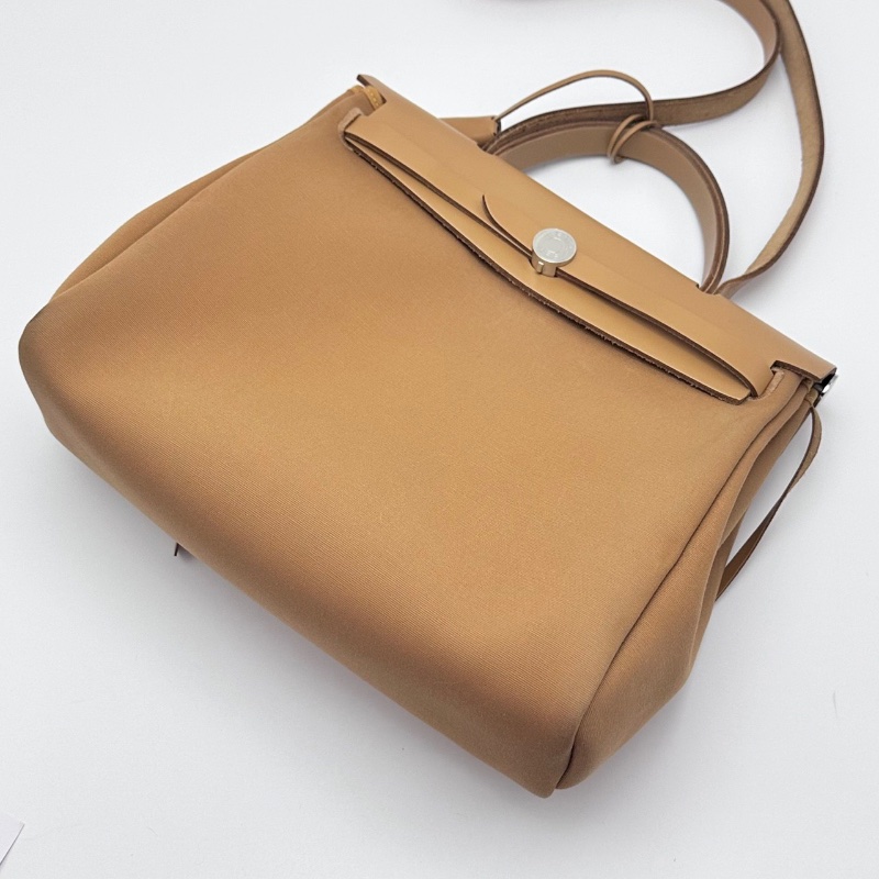 HERMES 帆布拼皮herbag31手提斜背包31*25*11 98新配件塵袋吊牌鎖鑰匙-3