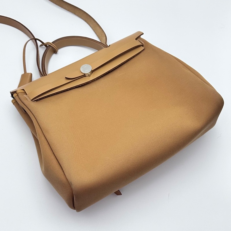 HERMES 帆布拼皮herbag31手提斜背包31*25*11 98新配件塵袋吊牌鎖鑰匙-5