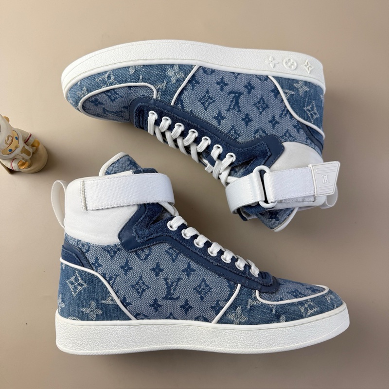 97新LV/路易威登 白藍滿印牛仔休閒鞋 37碼 無附件-3