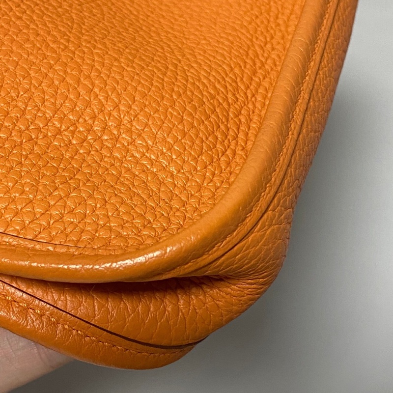9成新 愛馬仕 Hermès Mini Evelyne 橙色・Togo X刻 原背帶・日常神包-3