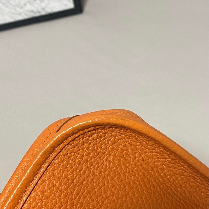 9成新 愛馬仕 Hermès Mini Evelyne 橙色・Togo X刻 原背帶・日常神包-8
