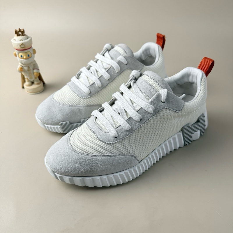 97新Hermes/愛馬仕 灰白H拼皮休閒鞋 37碼 無附件-0