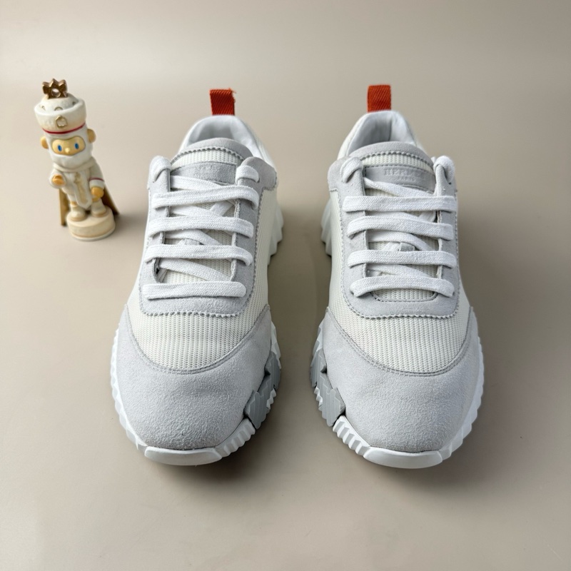 97新Hermes/愛馬仕 灰白H拼皮休閒鞋 37碼 無附件-1