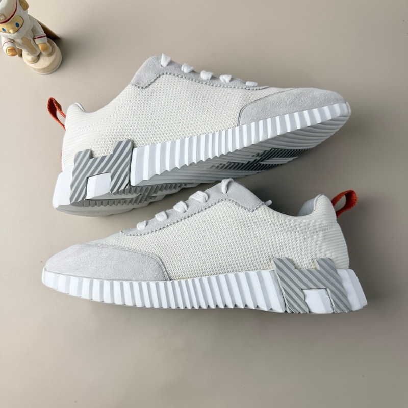 97新Hermes/愛馬仕 灰白H拼皮休閒鞋 37碼 無附件-4