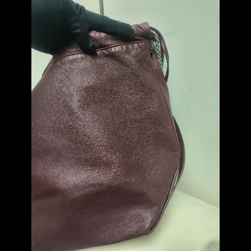 【8成新】㊣✨YSL✨（附防塵袋）SAINT LAURENT 聖羅蘭 TEDDY 大款 酒紅 小羊皮 抽繩 束口 水桶包 肩背包 子母包 鏈條包 /二手精品/保證正品🌳二手樹屋🌳-21