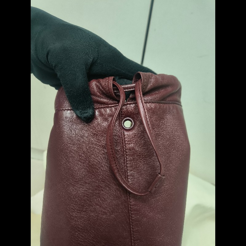 【8成新】㊣✨YSL✨（附防塵袋）SAINT LAURENT 聖羅蘭 TEDDY 大款 酒紅 小羊皮 抽繩 束口 水桶包 肩背包 子母包 鏈條包 /二手精品/保證正品🌳二手樹屋🌳-22