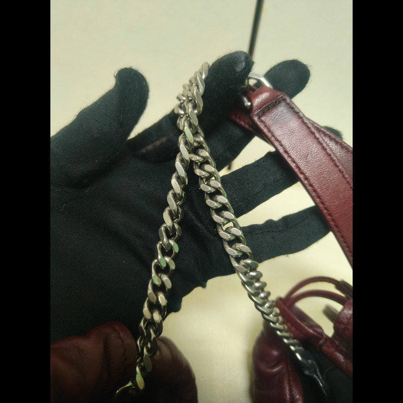 【8成新】㊣✨YSL✨（附防塵袋）SAINT LAURENT 聖羅蘭 TEDDY 大款 酒紅 小羊皮 抽繩 束口 水桶包 肩背包 子母包 鏈條包 /二手精品/保證正品🌳二手樹屋🌳-24