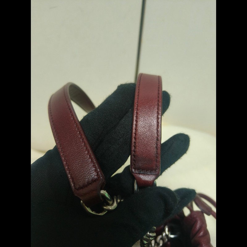 【8成新】㊣✨YSL✨（附防塵袋）SAINT LAURENT 聖羅蘭 TEDDY 大款 酒紅 小羊皮 抽繩 束口 水桶包 肩背包 子母包 鏈條包 /二手精品/保證正品🌳二手樹屋🌳-25